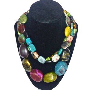 WOMEN'S NECKLACE THREE-STRAND STONE BOHEMIAN CHOKER